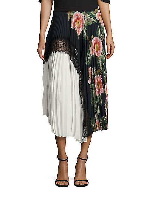 Delfi Collective - Clara Floral Lace Pleated Midi Skirt