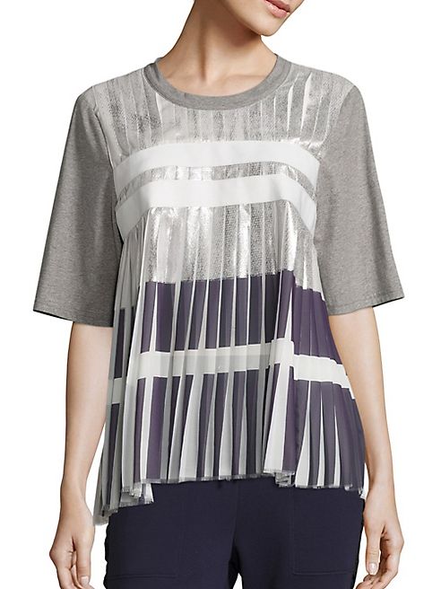 Public School - Ezra Metallic Pleated Top