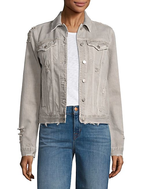 J BRAND - Slim-Fit Distressed Denim Jacket