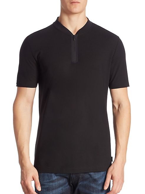 Armani Collezioni - Crepe Jersey Zip Henley Tee