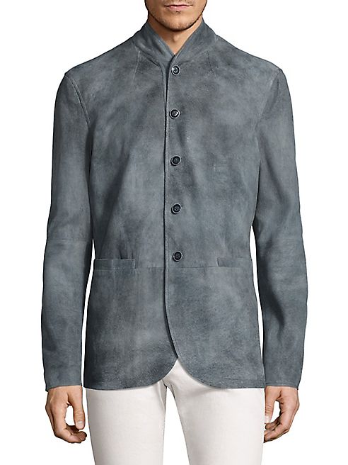 John Varvatos - Mock Collar Leather Jacket