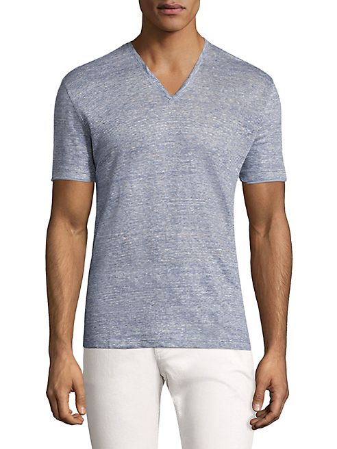 John Varvatos - Melange Striped Linen Tee