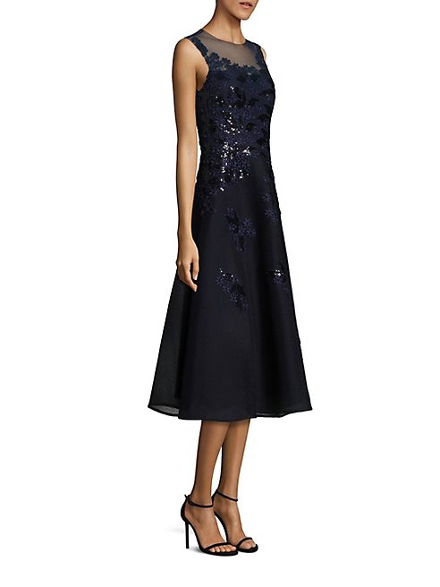 Teri Jon by Rickie Freeman - Sequined Applique Lace Dress