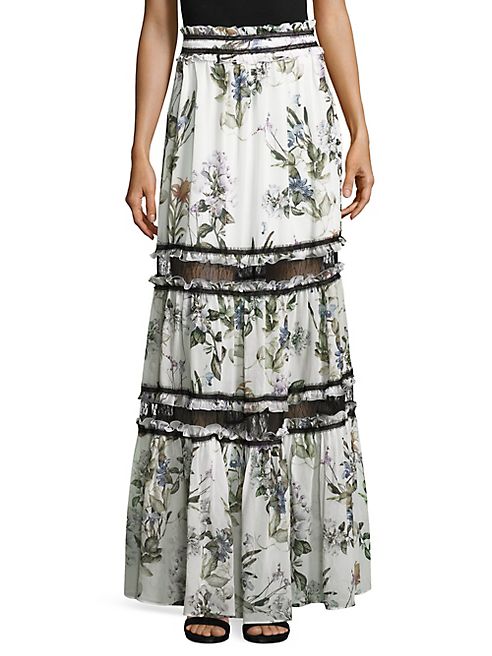 NICHOLAS - Iris Silk & Lace Maxi Skirt