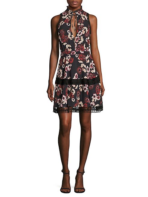 NICHOLAS - Bordeaux Floral Silk Mini Dress