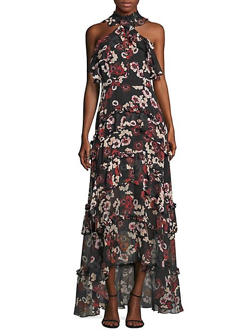 NICHOLAS - Bordeaux Floral Silk Dress