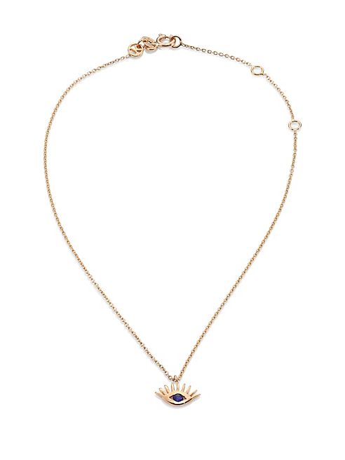 Kismet by Milka - Protect Me Blue Sapphire & 14K Rose Gold Evil Eye Anklet