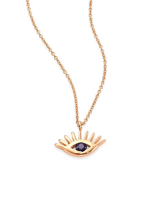 Kismet by Milka - Protect Me Evil Eye Blue Sapphire & 14K Rose Gold Pendant Necklace