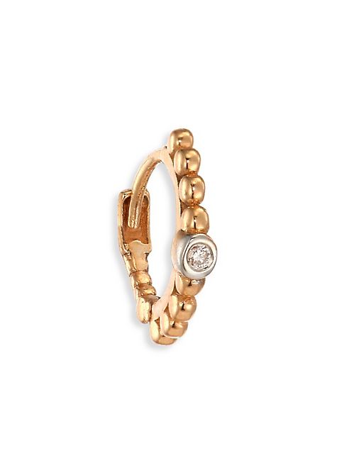 Kismet by Milka - Geometry Diamond & 14K Rose Gold Single Hoop Earring