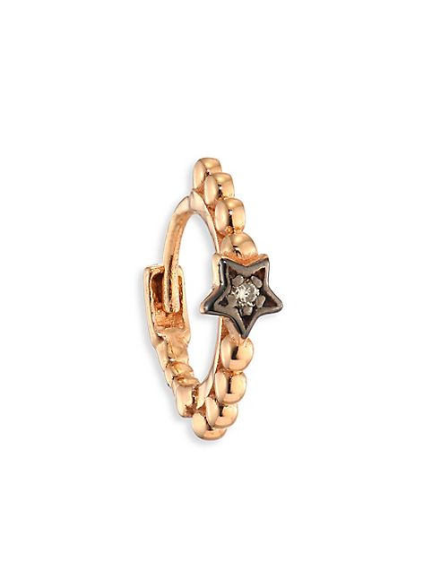 Kismet by Milka - Geometry Diamond & 14K Rose Gold Single Star Hoop Earring