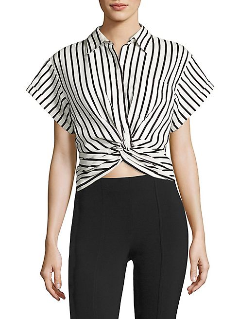 T by Alexander Wang - T by Twisted Front Striped Shirt