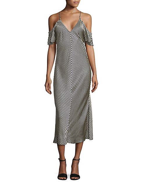 T by Alexander Wang - T by Striped Silk Midi Dress