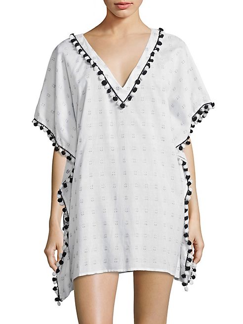 Shoshanna - Geometric Dots Pom-Pom Trimmed Caftan