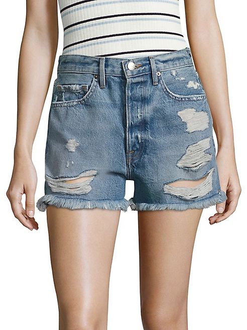 FRAME - Le Original High-Rise Distressed Denim Shorts