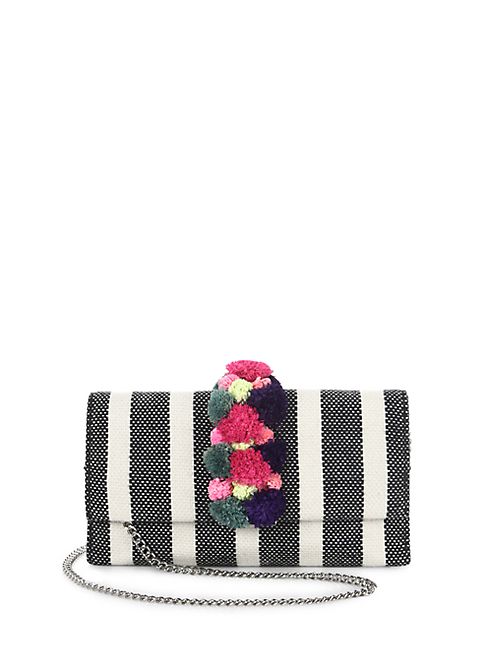 Loeffler Randall - Tab Striped Pom-Pom Clutch