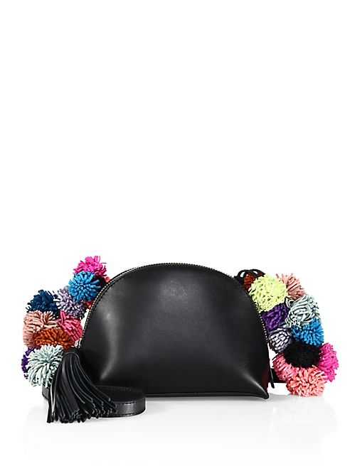 Loeffler Randall - Pom Pom Trimmed Leather Crossbody Pouch