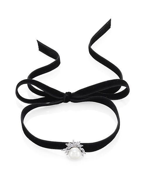 Fallon - Monarch Mini Faux Pearl & Velvet Choker