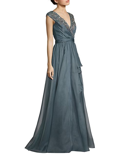 Badgley Mischka - Beaded Silk Organza Gown