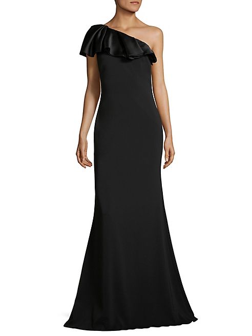 Badgley Mischka - Ruffled One-Shoulder Gown