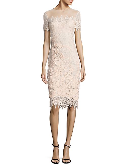 Teri Jon by Rickie Freeman - Illusion Lace Sheath Dress