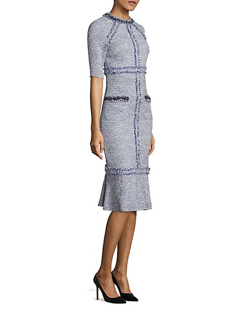 Teri Jon by Rickie Freeman - Elbow Sleeves Boucle Dress