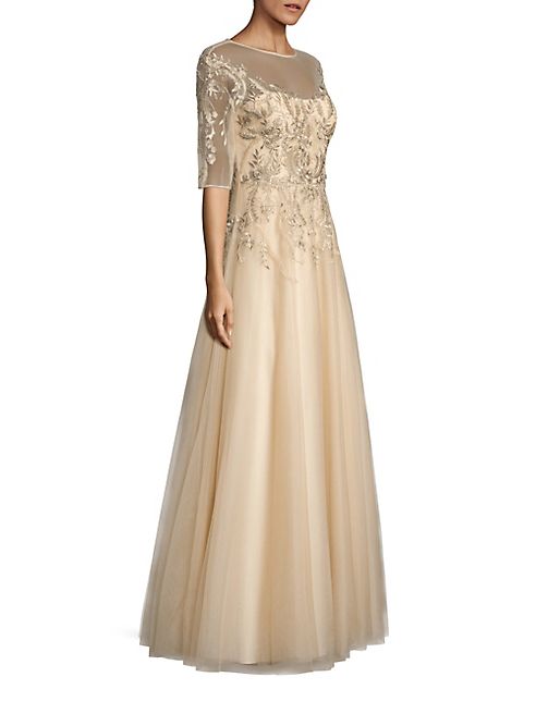 Teri Jon by Rickie Freeman - Embroidered Illusion Gown