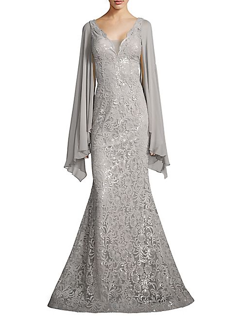 Teri Jon by Rickie Freeman - Kimono Sleeve Lace Gown