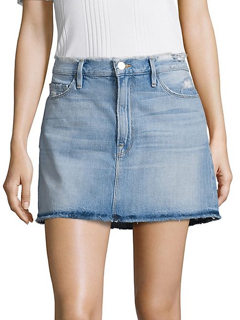 FRAME - Le Frayed Denim Mini Skirt