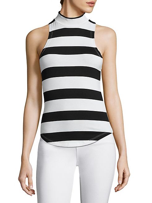 FRAME - Mockneck Striped Tank Top