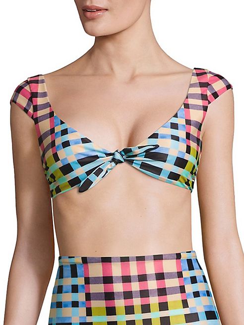 Mara Hoffman - Plaid Tie-Front Top