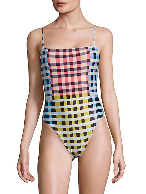 Mara Hoffman - One-Piece Plaid High-Cut Swimsuit