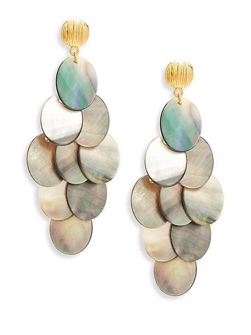 Nest - Statement Grey Mother-Of-Pearl Chandelier Earrings