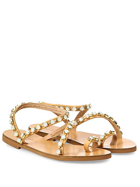 Elina Linardaki - Venus Studded Leather Flat Sandals