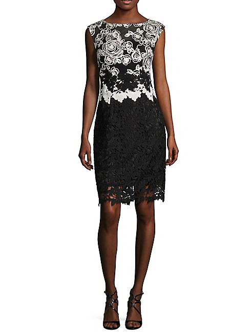 Kay Unger - Lace Cap Sleeves Cocktail Dress