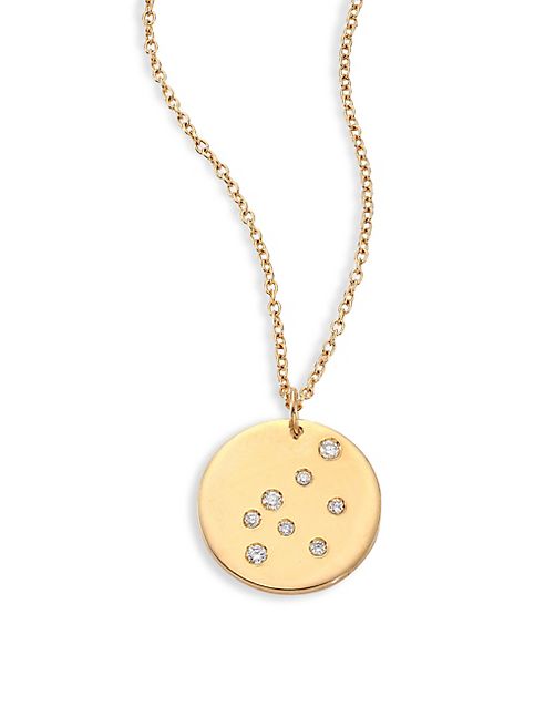 Bare - Constellations Aquarius Diamond & 18K Yellow Gold Pendant Necklace