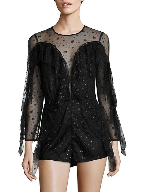 Alice McCall - Diamond Dancer Shooting Stars Sparkle Mesh Playsuit