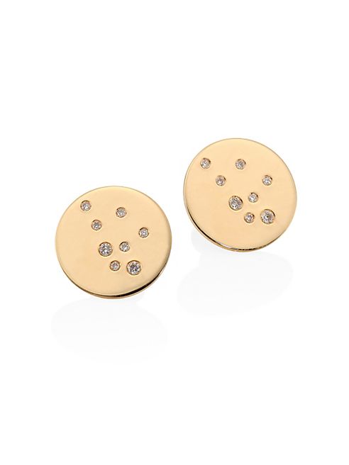 Bare - Constellations Aquarius Diamond & 18K Yellow Gold Stud Earrings