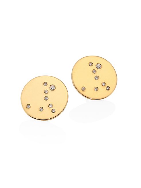 Bare - Constellations Pisces Diamond & 18K Yellow Gold Stud Earrings