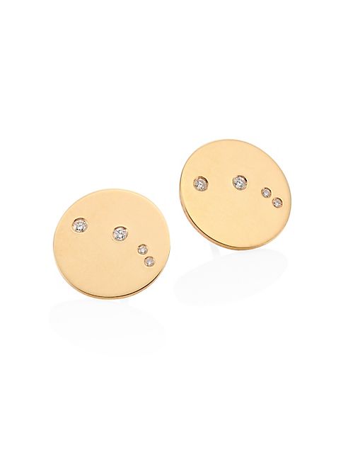 Bare - Constellations Aries Diamond & 18K Yellow Gold Stud Earrings