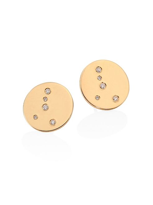 Bare - Constellations Cancer Diamond & 18K Yellow Gold Stud Earrings