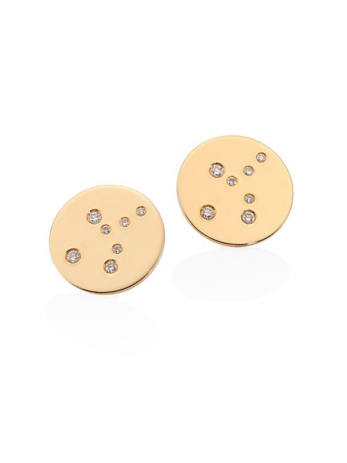 Bare - Constellations Virgo Diamond & 18K Yellow Gold Stud Earrings