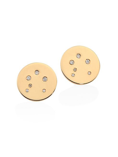 Bare - Constellations Libra Diamond & 18K Yellow Gold Stud Earrings