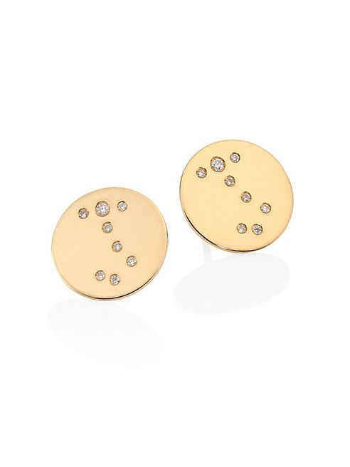 Bare - Constellations Sagittarius Diamond & 18K Yellow Gold Stud Earrings