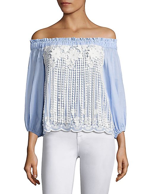 Alexis - Minna Fringed Lace Off-The-Shoulder Top