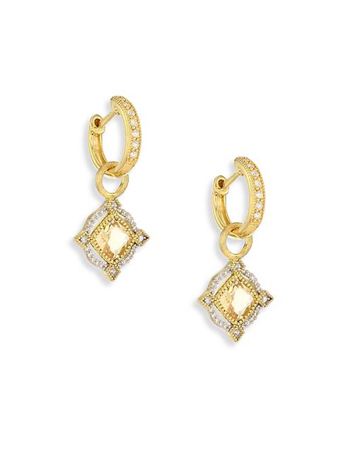 Jude Frances - Lisse Diamond, Champagne Citrine & 18K Yellow Gold Halo Earring Charms