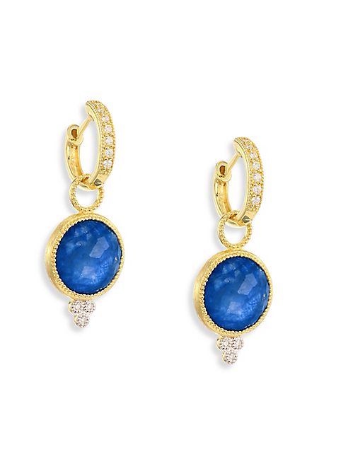 Jude Frances - Provence Diamond & Sapphire Rainbow Moonstone Doublet Round Earring Charms