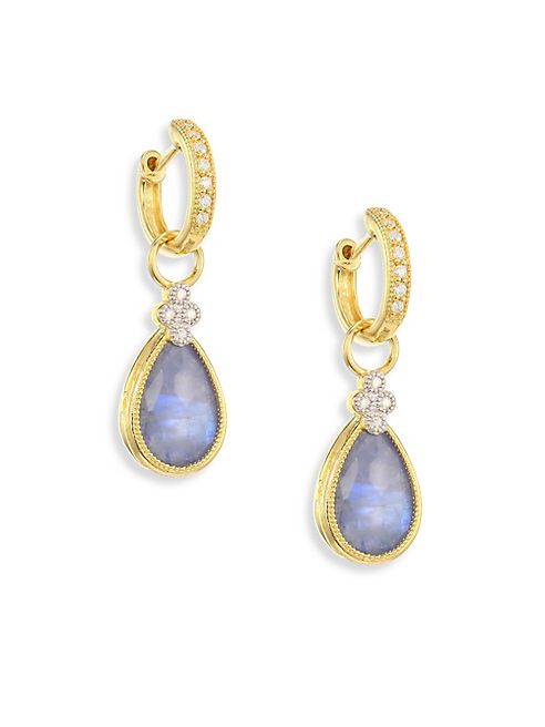 Jude Frances - Provence Diamond & Sapphire Rainbow Moonstone Doublet Pear Earring Charms