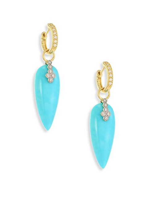 Jude Frances - Provence Champagne Diamond & Turquoise Teardrop Earring Charms