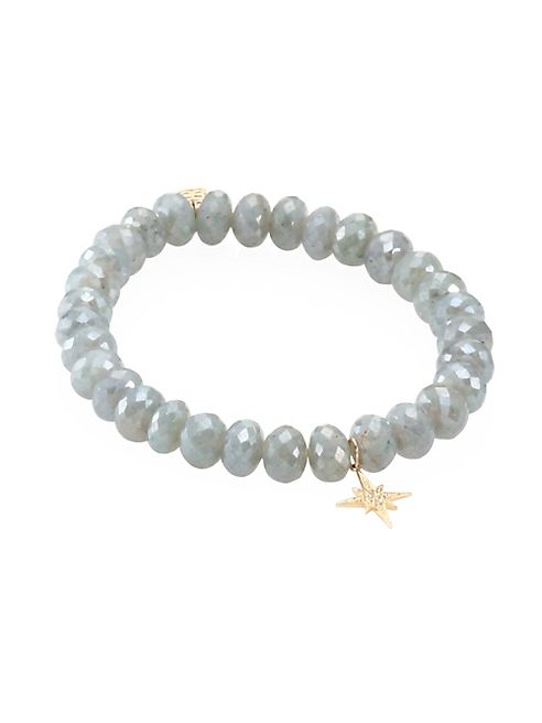 Sydney Evan - Small Starburst Diamond & Blue Silverite Beaded Bracelet