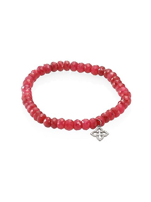 Sydney Evan - Mini Morrocan Flower Diamond & Ruby Beaded Bracelet